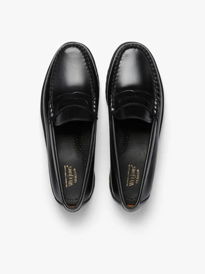 PENNY LOAFERS PLATEAU 90S BLACK NAPPINA G.H.BASS WEEJUNS.