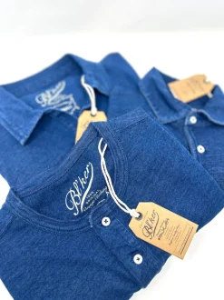 POLO BL'KER VINTAGE INDIGO JERSEY CON BOTTONI
