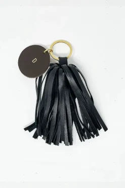PORTACHIAVI NAPPA NERO CON INIZIALE