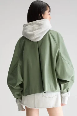 SHORT TRENCH JACKET VERDE EUCALIPTO