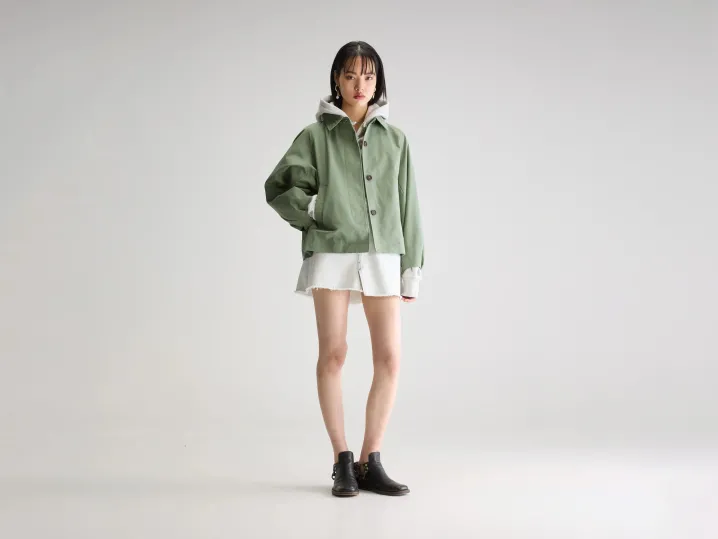 SHORT TRENCH JACKET VERDE EUCALIPTO