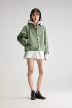 SHORT TRENCH JACKET VERDE EUCALIPTO