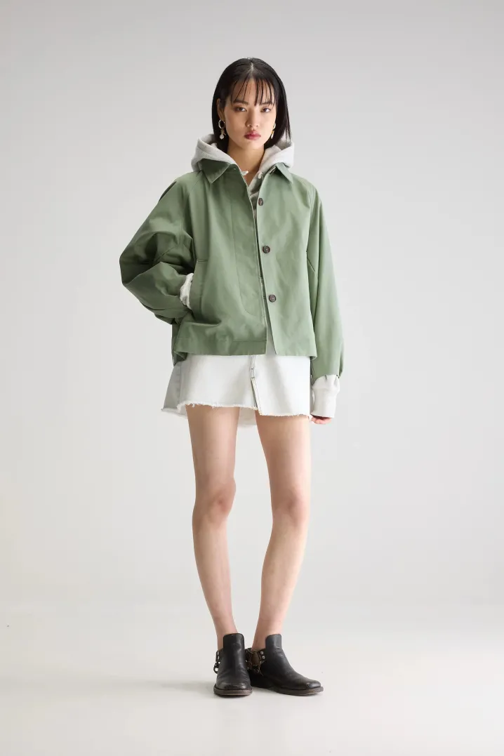 SHORT TRENCH JACKET VERDE EUCALIPTO