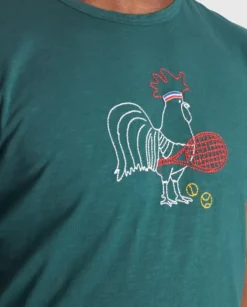 SPORT D'EPOQUE ROOSTER JEANNOT MAGLIETTA DA TENNIS VERDE