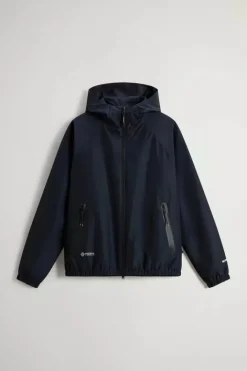 WINDSTOPPER HOODED JACKET MELTON BLUE WOOLRICH